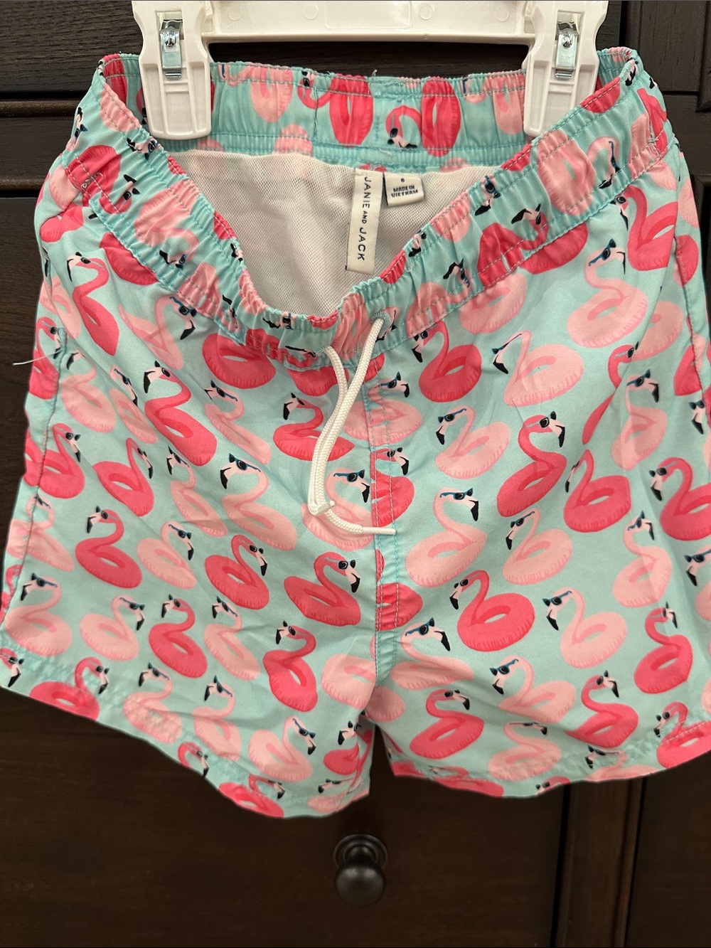 Janie and Jack Pink & Aqua Flamingo Swim Shorts